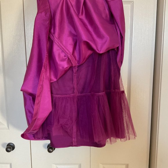 Magenta pink strapless party prom grad formal dress - Picture 2 of 4
